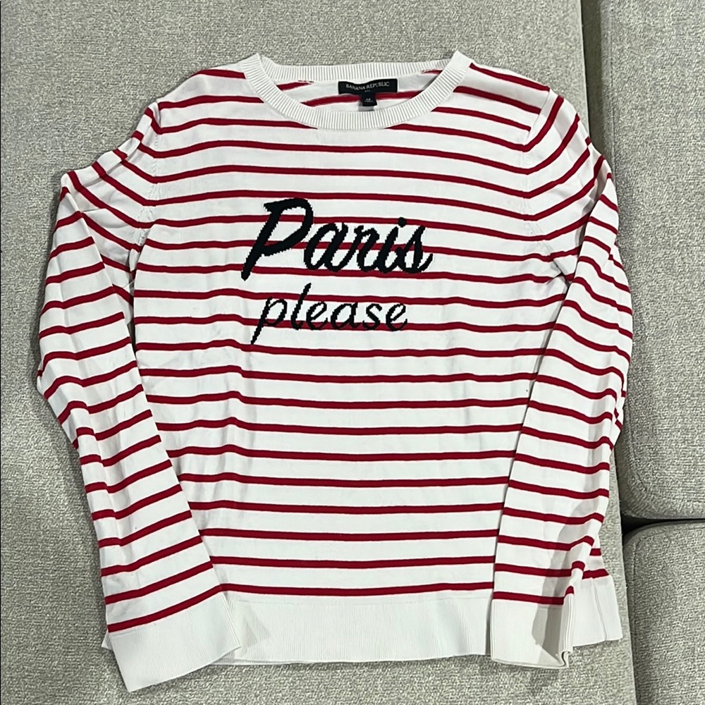Banana Republic Red and White Striped Sweater